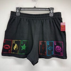 Ruby & Lace plus size 3X Women’s Black Fleece Sequin Lounge Shorts